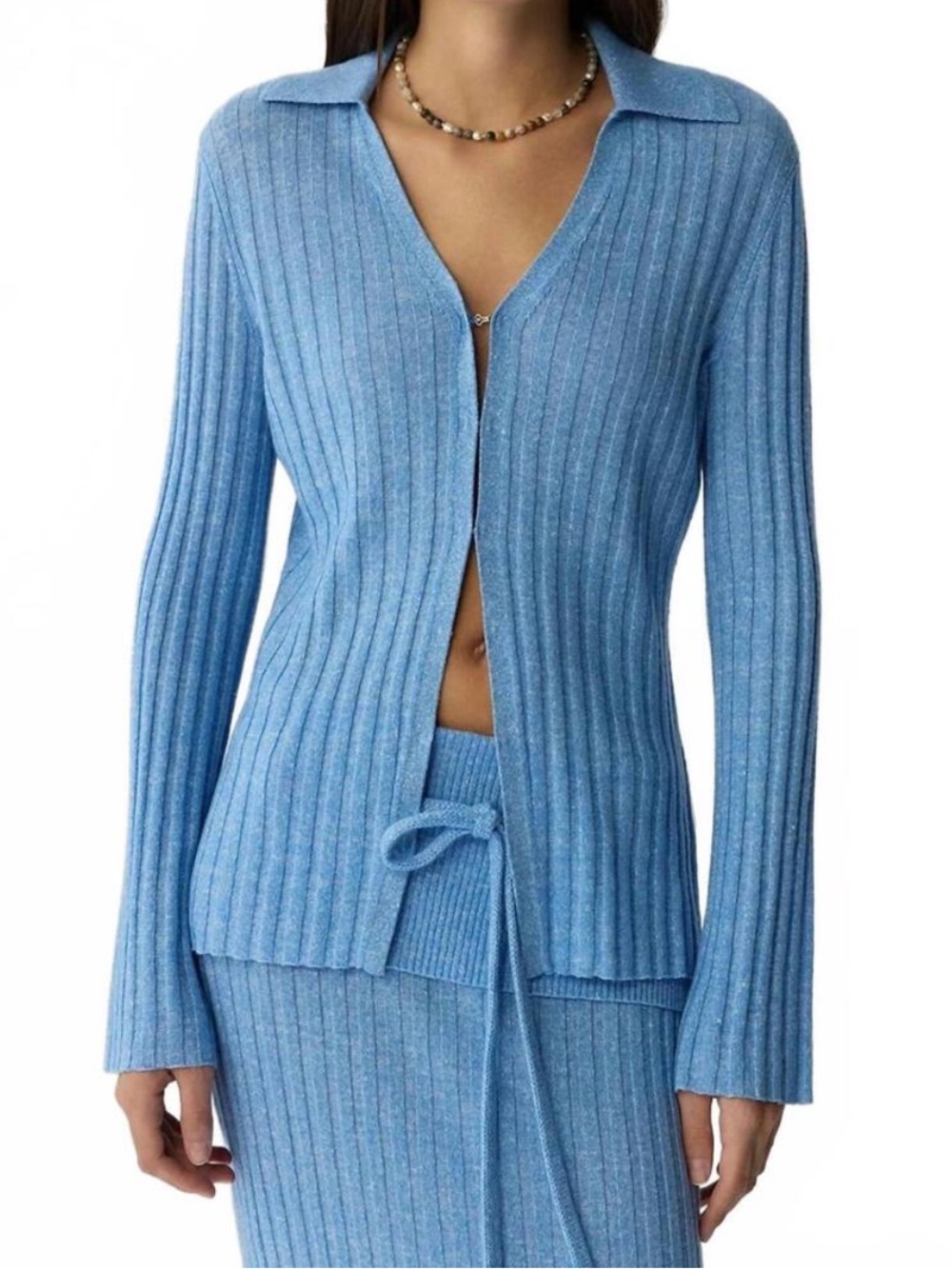 New GUEST IN RESIDENCE breezy ribbed cardigan in sail blue Cashmere S